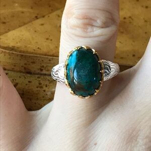 Natural Shadowkite Sterling Silver Crown Ring Size 7